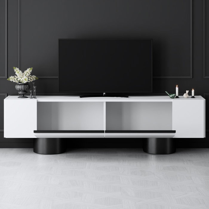 Hanah Home Bohem Soporte para TV Blanco y Negro